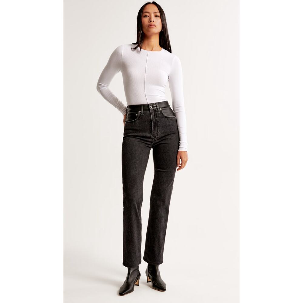 Abercrombie & Fitch Mixed Fabric High Rise The Super Skinny Ankle Jeans‎ Size 12